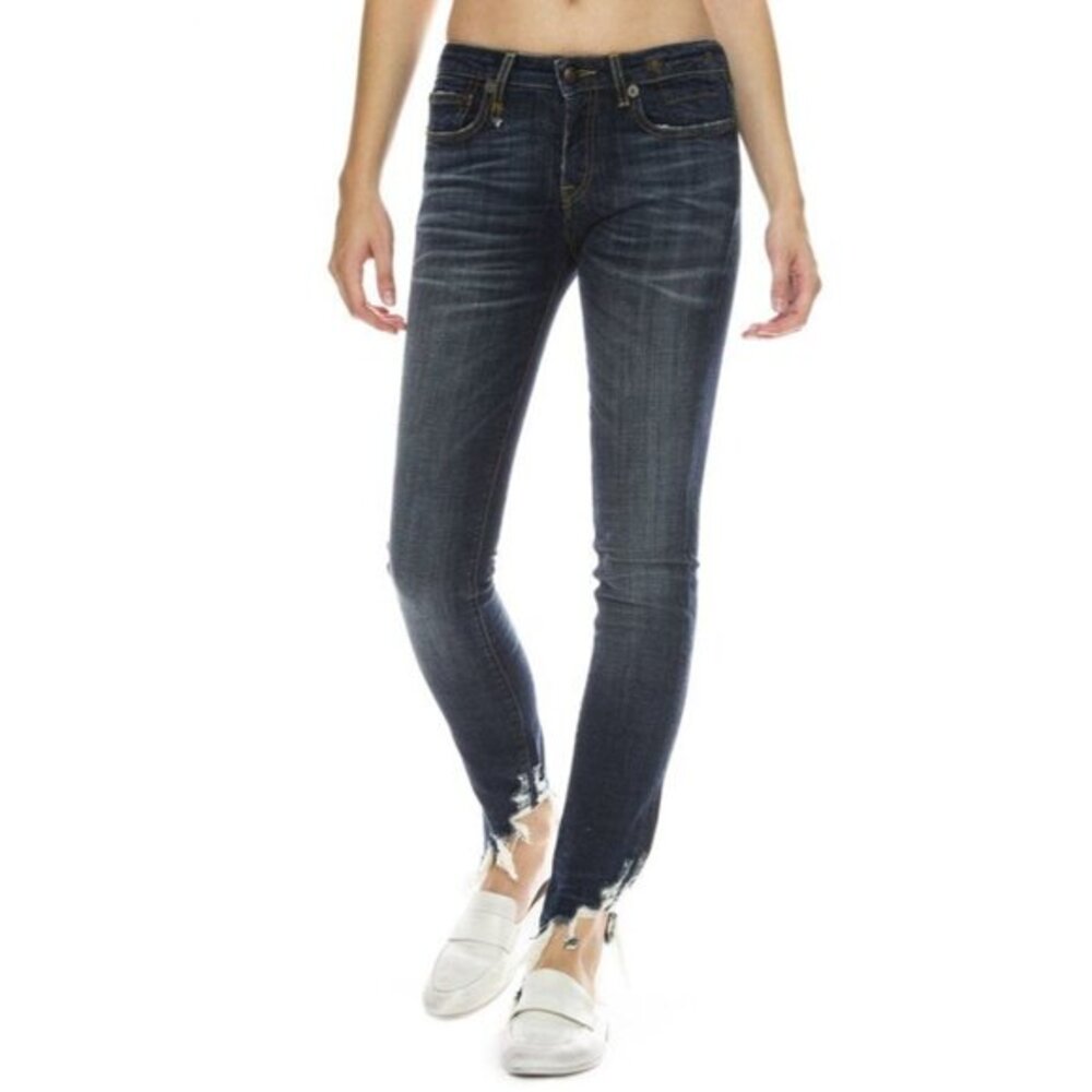 R13 Jeans Indigo Kate Skinny Angled Hem Fray-Howell Dark Wash Denim‎ Size 27